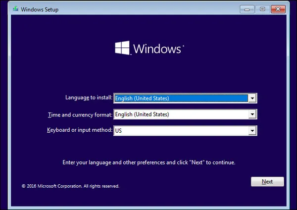 Install Windows 10