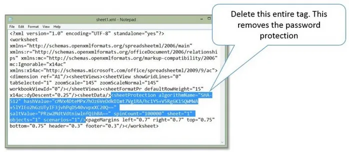 Remove Excel Password XML