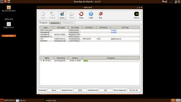 Ophcrack Windows Password Recovery