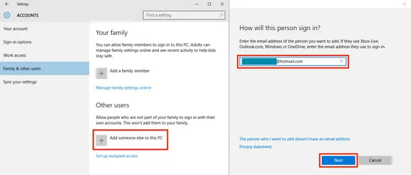 add user account windows 10