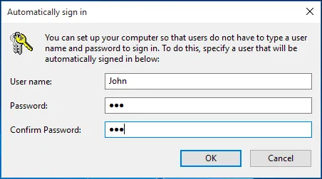 Windows 10 auto sign-in