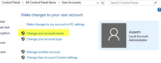 Change Account Type