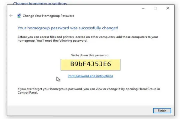 change or reset homegroup password
