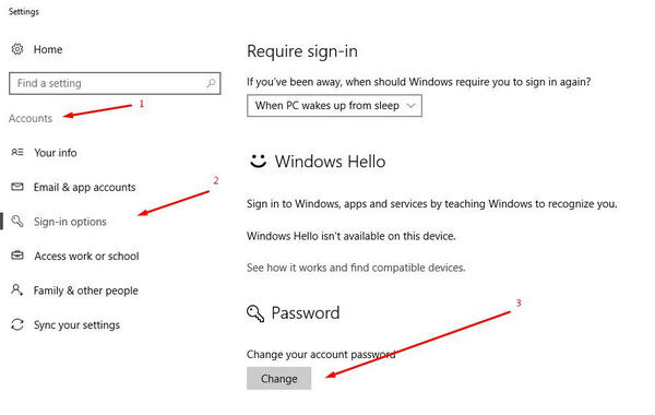 can not change windows 10 password without microsoft account