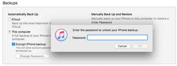 Unlock iTunes Backup Password
