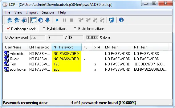 LCP Password Recovery