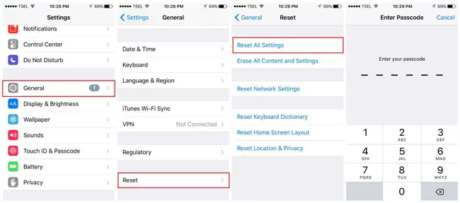 Reset All Settings iPhone