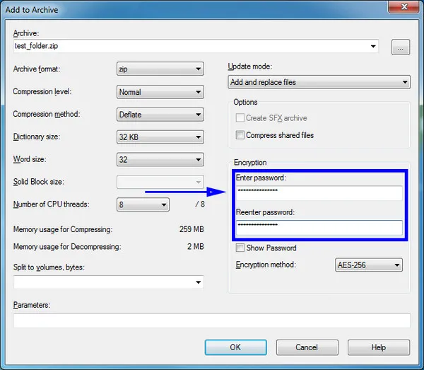 password protect folder via 7-zip