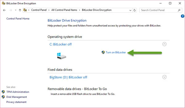 password protect folder bitlocker