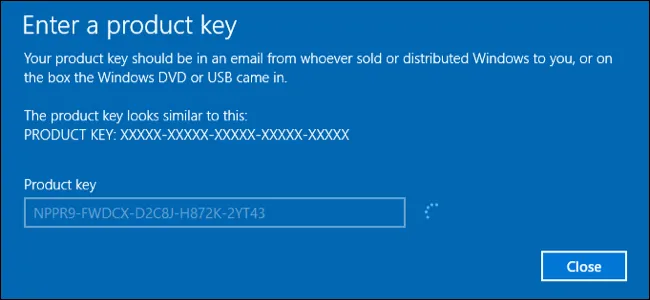 enter product key to activate windows 10
