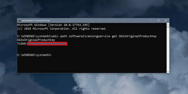 get windows 10 product key via command prompt