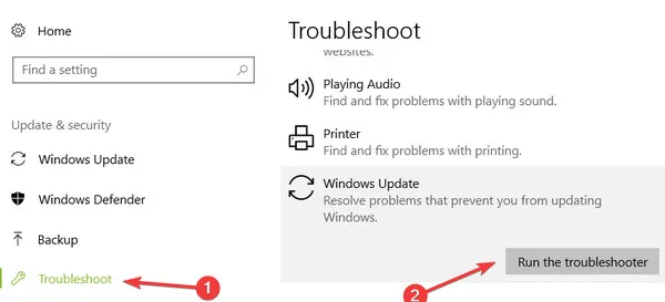 Run Windows Update Troble Shooter