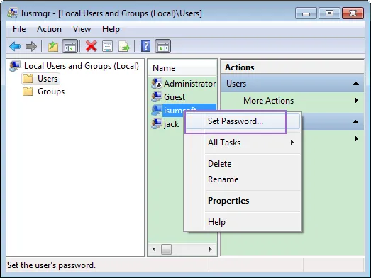 Set Password lusrmgr