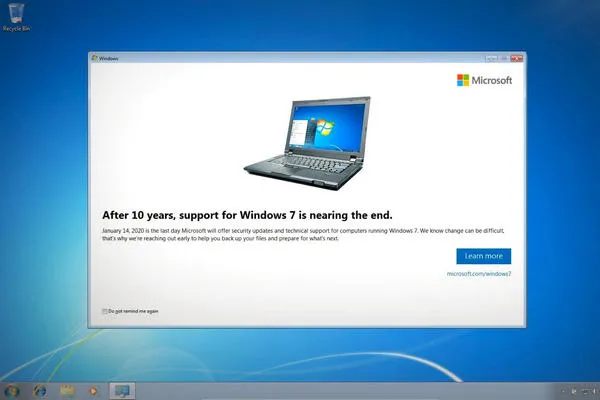 Windows 7 End of Life Message