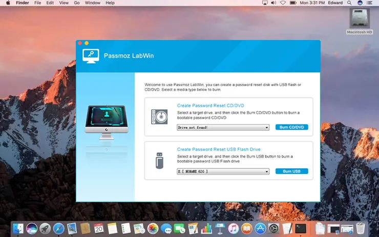 Screenshot of Windows Password Recovery Mac